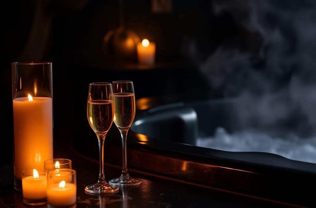 Sekt a svíčky u vířivky ve wellness Vespera